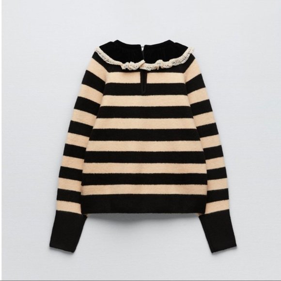 NWT Zara COMBINATION VELVET KNIT SWEATER S - Picture 3 of 3